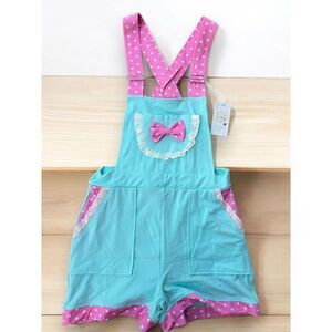 LFB LittleForBig Little Darling Overall Shorts  Baby Blue & Pink Adult Sz M